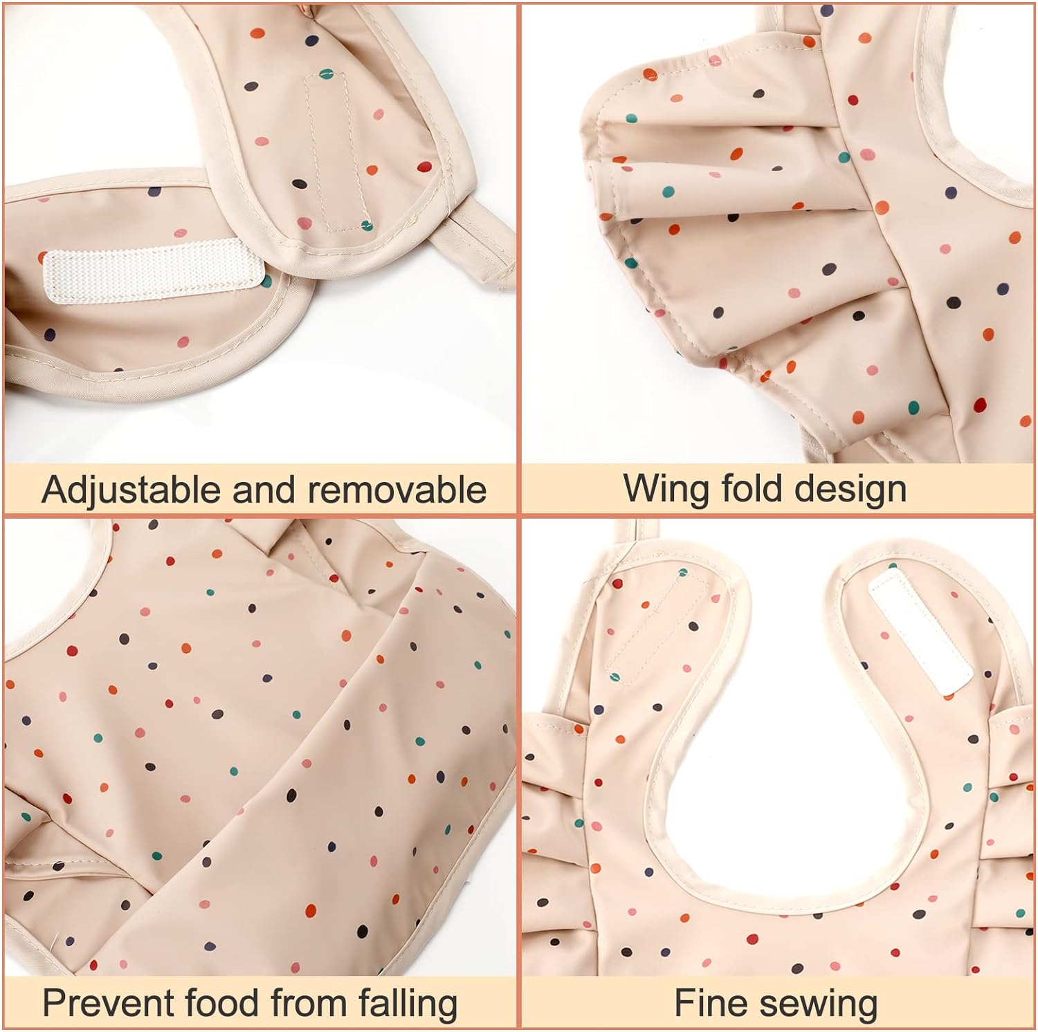 Ramede 3 Pcs Waterproof Baby Bib Washable Toddler Bibs Soft Feeding Bibs with Food Catcher for Baby Boy or Girl Eating Travel Home Supplies, Lovely - Image 6